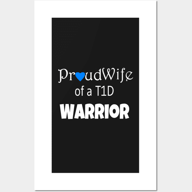 Proud Wife - White Text - Blue Heart Wall Art by CatGirl101